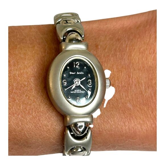 Womens Vintage Paul Jardin Silver Tone Quartz Watch Black Dial - Picture 4 of 8